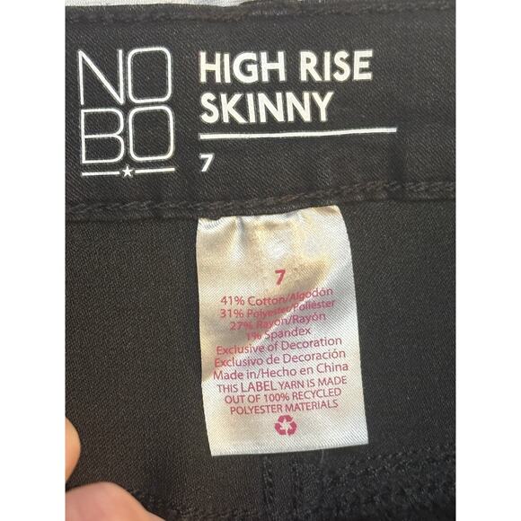 ✨ NOBO Juniors High Rise Skinny Jeans | Black Rhinestone Studded Sz 7 - Picture 3 of 7